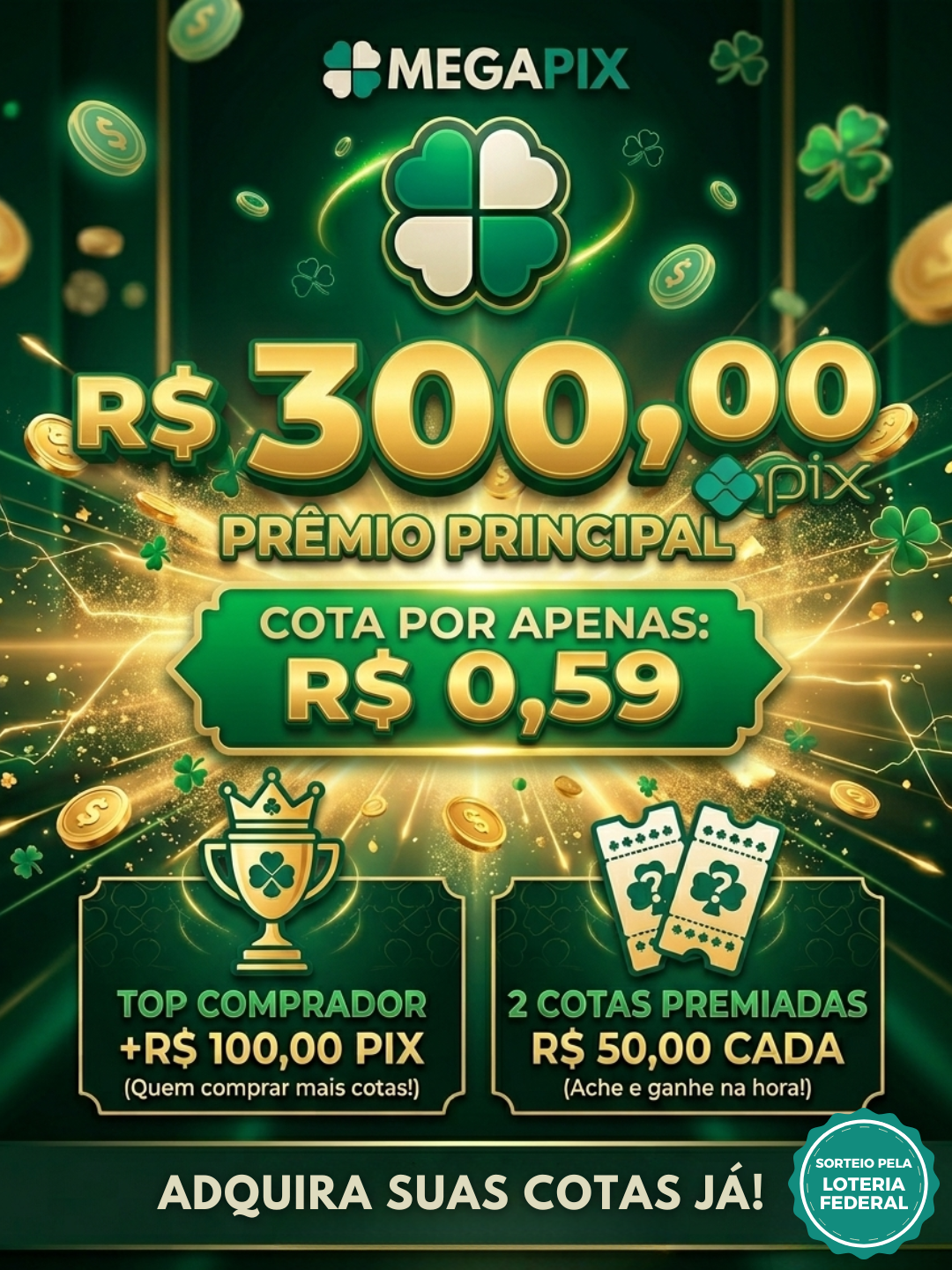 💰💸 R$300 (TREZENTÃO) NO PIX + BÔNUS